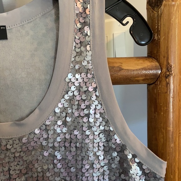 LDA NEW YEARS EVE Grey Sequins Tank Holiday SZ Large - Picture 4 of 6